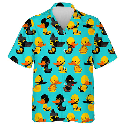 Rubber Duck In Black Suit Texture Hawaiian Shirt,Hawaiian Shirt Gift, Christmas Gift