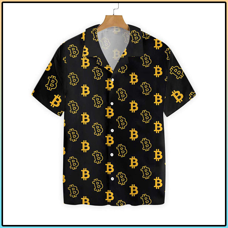 Seamless Bitcoin Hawaiian Shirt, Hawaiian Shirt Gift, Christmas Gift