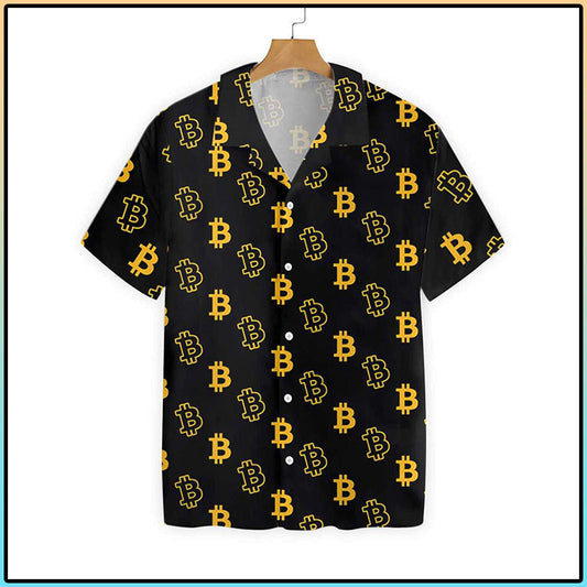 Seamless Bitcoin Hawaiian Shirt, Hawaiian Shirt Gift, Christmas Gift