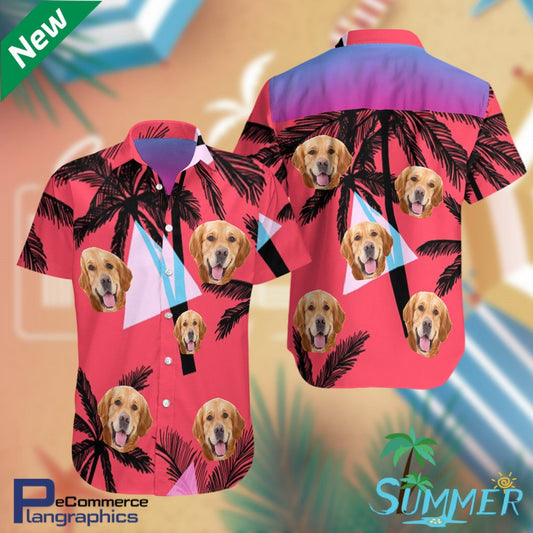 Golden Retrieve Summer Hawaiian Aloha Shirt Hawaiian Shorts Beach Short Shirt, Hawaiian Shirt Gift, Christmas Gift