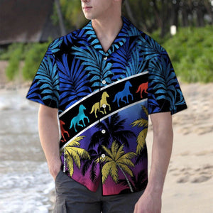 Amazing Vacation Tropical Coconut Palm Horse Hanging Pattern Hawaiian Shirt, Hawaiian Shirt Gift, Christmas Gift