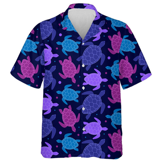 Pink Purple Blue Turtles On Dark Background Hawaiian Shirt, Hawaiian Shirt Gift, Christmas Gift