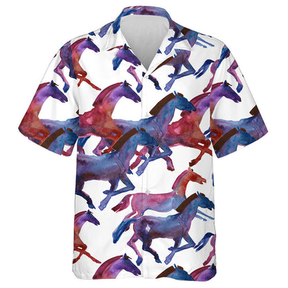 Amazing Colorful Galaxy Horse On White Hawaiian Shirt, Hawaiian For Gift