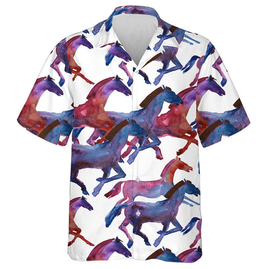 Amazing Colorful Galaxy Horse On White Hawaiian Shirt, Hawaiian For Gift