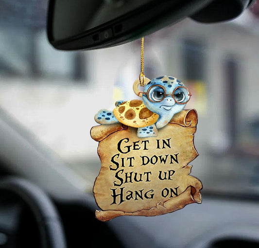 Turtle get in turtle lover two sided ornament, summer cool hanging ornament for car, Christmas Decoration