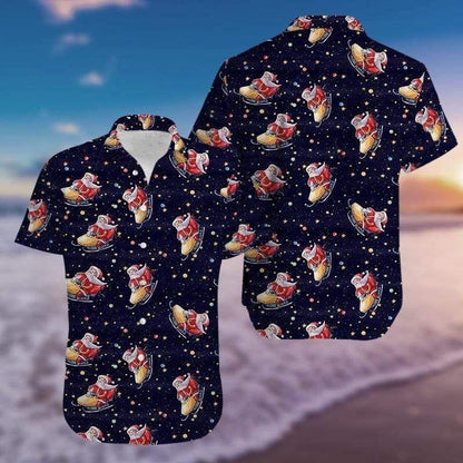 Awesome Christmas Santa Claus Sleigh Design Hawaiian Shirt, Hawaiian Shirt Gift, Christmas Gift
