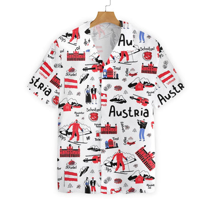 I Love Austria Doodle Pattern Hawaiian Shirt, Hawaiian For Gift