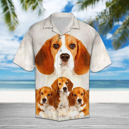 Great Beagle Dog Family Portrait Themed Hawaiian Shirt, Hawaiian Shirt Gift, Christmas Gift