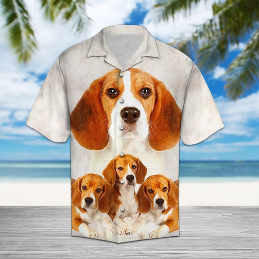 Great Beagle Dog Family Portrait Themed Hawaiian Shirt, Hawaiian Shirt Gift, Christmas Gift