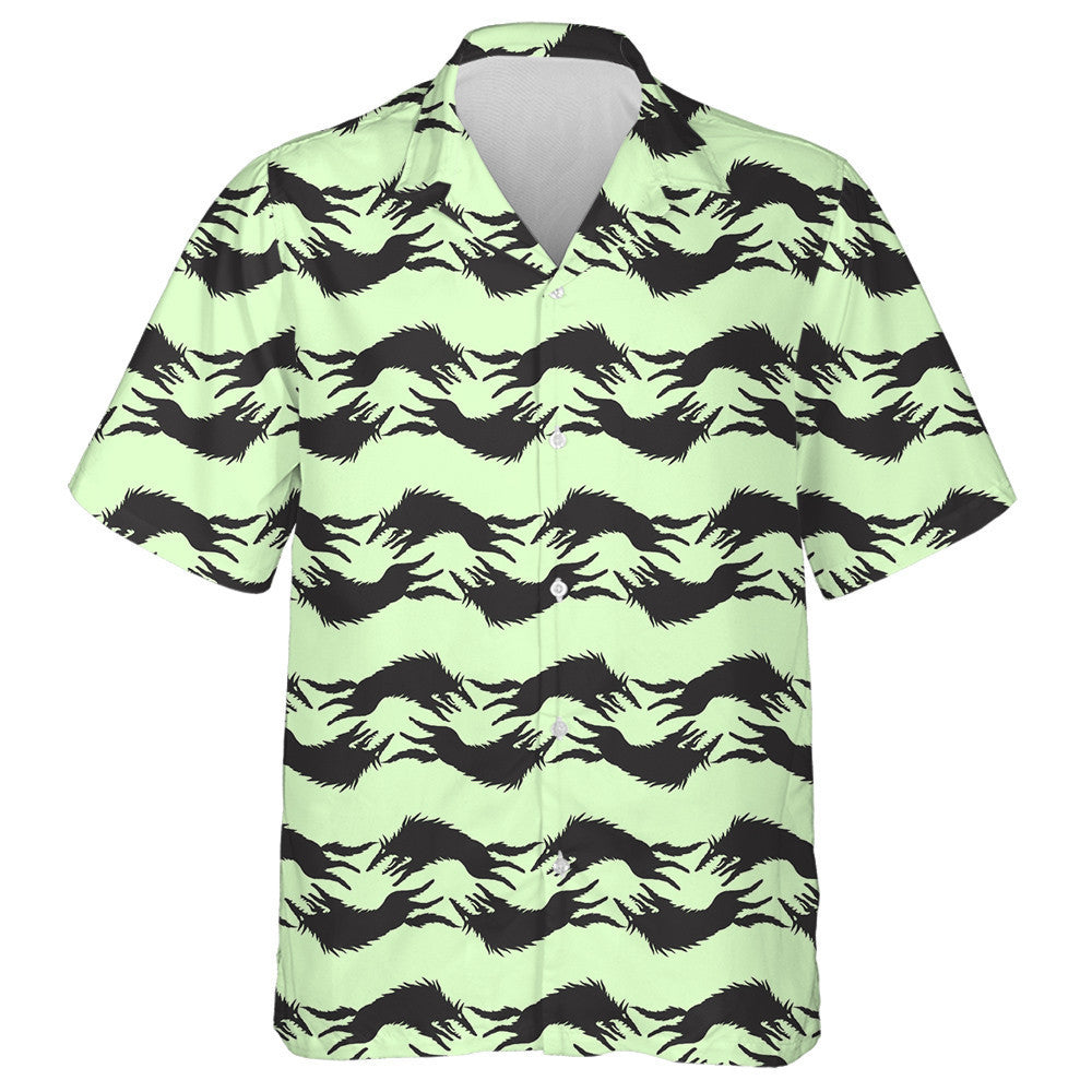 Silhouettes Of Wolf Attacks Horizontal Waves Hawaiian Shirt,Hawaiian Shirt Gift, Christmas Gift