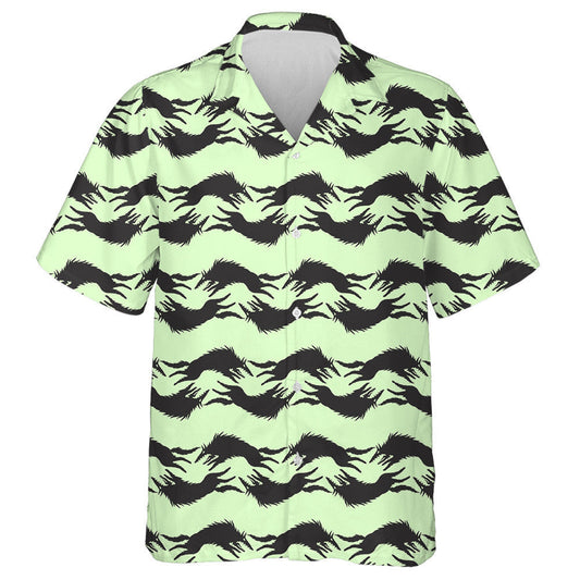 Silhouettes Of Wolf Attacks Horizontal Waves Hawaiian Shirt,Hawaiian Shirt Gift, Christmas Gift