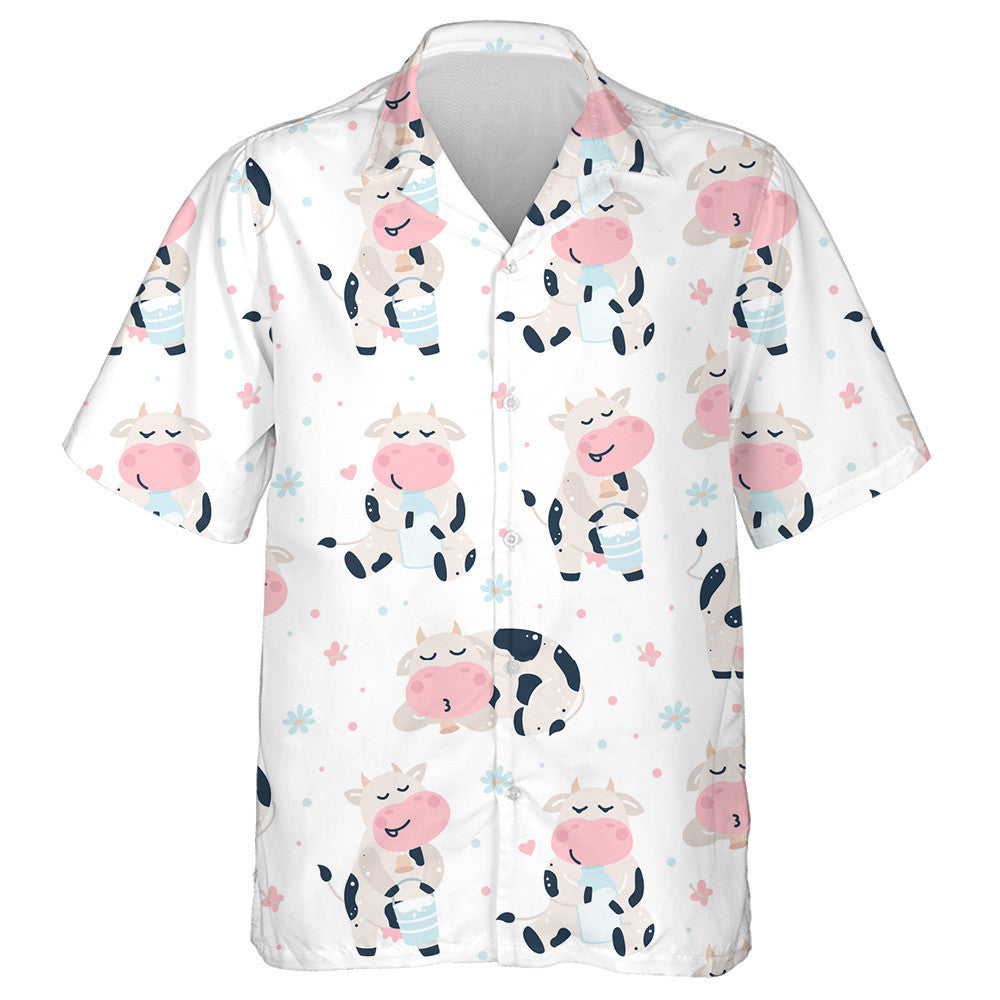 Cute Baby Cow Is Drinking Milk Hawaiian Shirt,Hawaiian Shirt Gift, Christmas Gift