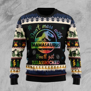 Mamasaurus unisex womens & mens, couples matching, friends, t-rex lover, funny family ugly christmas holiday sweater gifts,Christmas Ugly Sweater