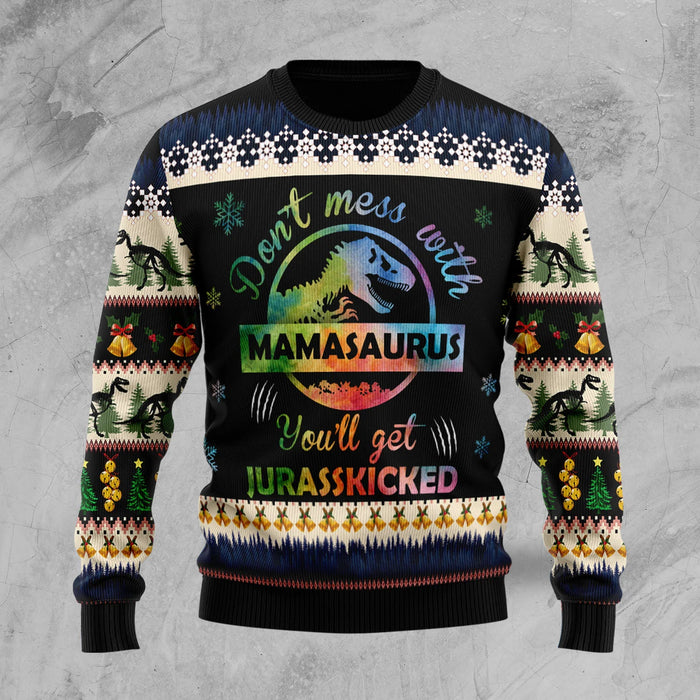 Mamasaurus unisex womens & mens, couples matching, friends, t-rex lover, funny family ugly christmas holiday sweater gifts,Christmas Ugly Sweater