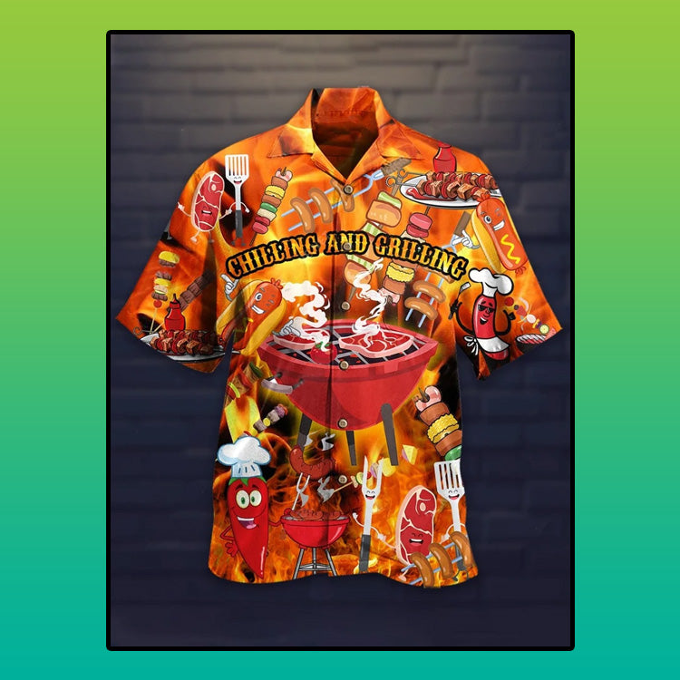 Chilling and grilling hawaiian shirt_Hawaiian Shirt Gift, Christmas Gift