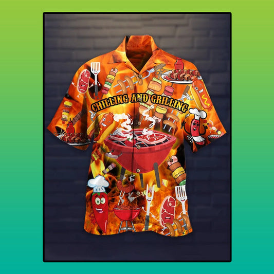 Chilling and grilling hawaiian shirt_Hawaiian Shirt Gift, Christmas Gift