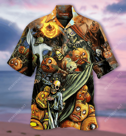 Oíche Shamhna ag Teacht Aloha Léine Unisex Haváís Aloha Shorts Haváís Gearr Muinchille Trá, Bronntanas Léine Haváís, Bronntanas Nollag