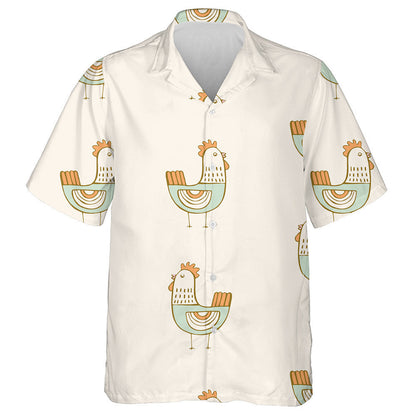 Funny Chicken Hen On Light Pink Background Hawaiian Shirt, Hawaiian Shirt Gift, Christmas Gift