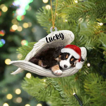 Bernese Mountain Sleeping Angel Christmas Flat Acrylic Dog Ornament Memorial Dog Gift, Christmas Shape Ornament, Happy Christmas Ornament, Christmas Ornament Gift, Christmas Gift, Christmas Decoration