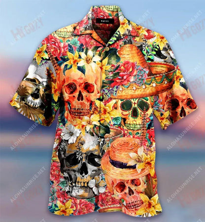 Amazing Skull Tropical Short Hawaiian Shirt Ocean Tropical Shirts Vintage Hawaiian Shirts Hawaiian Shirts For Men, Christmas Gift