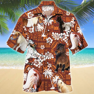 Meaningful Gift Ideas Miniature Horse Red Tribal Pattern Hawaiian Shirt, Hawaiian Shirt Gift, Christmas Gift