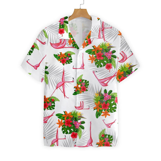 Tropical Workout Yoga Flamingo Namaste Pattern Hawaiian Shirt,Hawaiian Shirt Gift, Christmas Gift