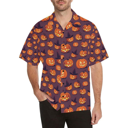 Nice Halloween Pumpkin Pattern Illustration Hawaiian Shirt ,Hawaiian Shirt Gift, Christmas Gift