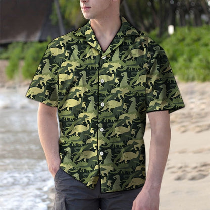 Camouflage Dinosaur G5730- Hawaiian Shirt- Hawaiian Shirts -Hawaiian Shirt Gift, Christmas Gift