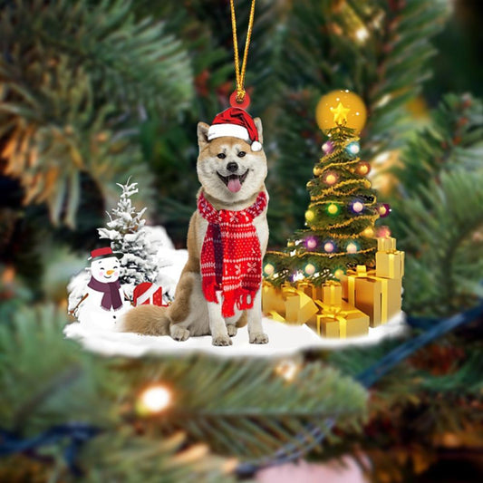 Shiba Inu Christmas Ornament – Santa Hat Dog Ornament for Holiday Tree Decor