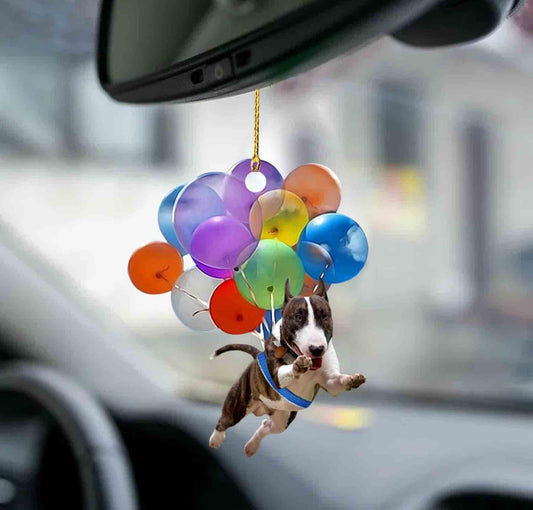 Bull Terrier Fly with Bubbles 2 sides Ornament, Happy Christmas Ornament, Christmas Gift, Christmas Decoration