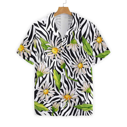 Daisy Zebra Watercolor Painting Art Pattern Hawaiian Shirt,Hawaiian Shirt Gift, Christmas Gift