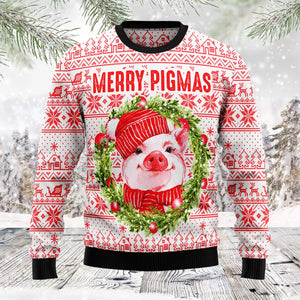 Merry Pigmas unisex womens & mens, couples matching, friends, pig lover, funny family ugly christmas holiday sweater gifts,Christmas Ugly Sweater