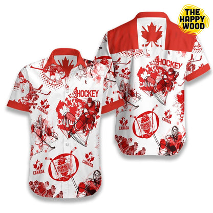Canada Hockey Hawaiian Hawaii Shirt- Hawaiian Shirts -Hawaiian Shirt Gift, Christmas Gift