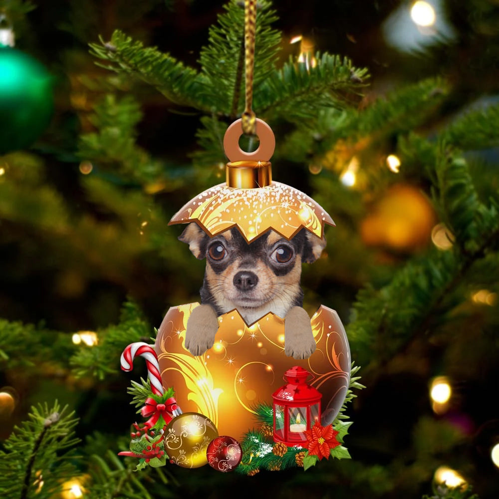 Chihuahua In Golden Egg Christmas Ornament, Pet Love Gift, Christmas Ornament, Christmas Gift