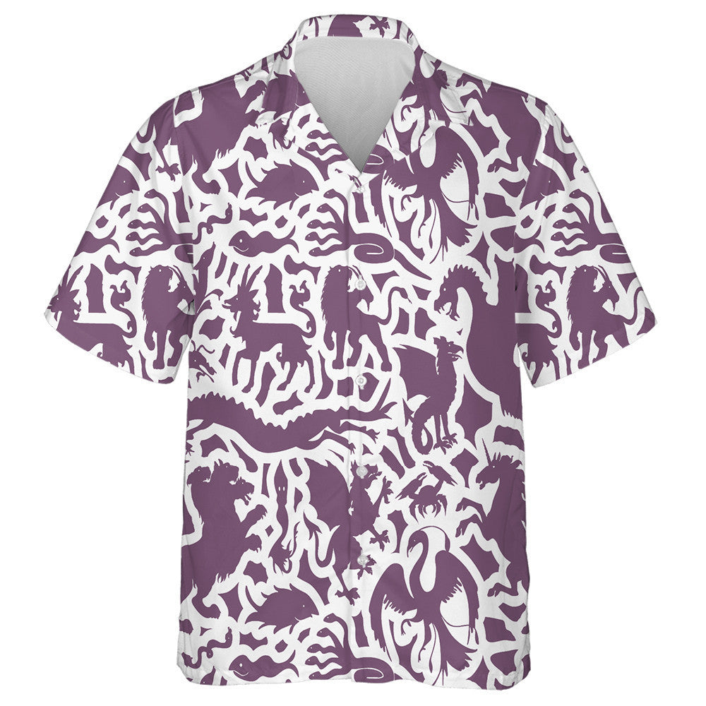 Silhouette Of Mythological Dragon Chimera Phoenix Hawaiian Shirt,Hawaiian Shirt Gift, Christmas Gift