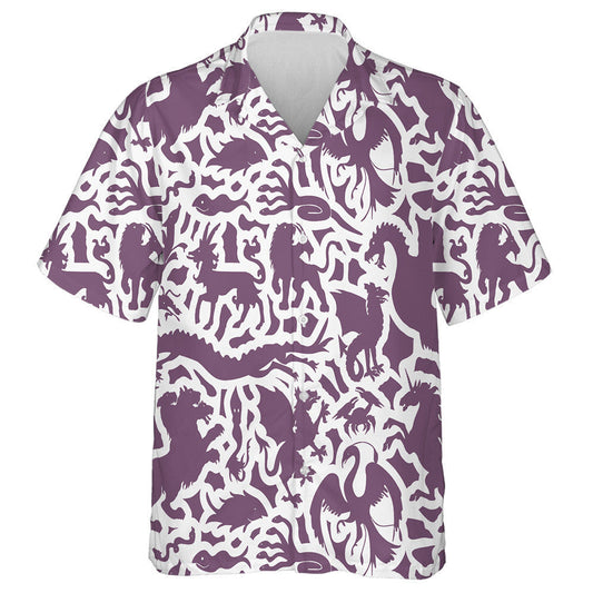Silhouette Of Mythological Dragon Chimera Phoenix Hawaiian Shirt,Hawaiian Shirt Gift, Christmas Gift