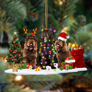 Barbet-Christmas Dog Friends Hanging Christmas Plastic Hanging Ornament, Christmas Ornament Gift, Christmas Gift, Christmas Decoration