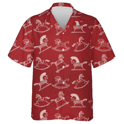 Rocking Toys Horses On Red Background Hawaiian Shirt,Hawaiian Shirt Gift, Christmas Gift