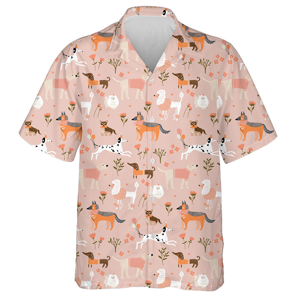 Colorful Dachshunds Dog On Flower Garden Hawaiian Shirt, Hawaiian For Gift
