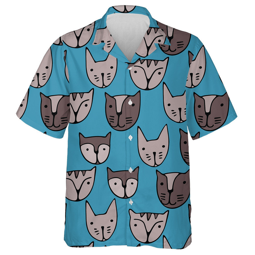 Cartún Aghaidheanna Cat gleoite Ar Léine Gorm Haváí, Bronntanas Léine Haváise, Bronntanas Nollag