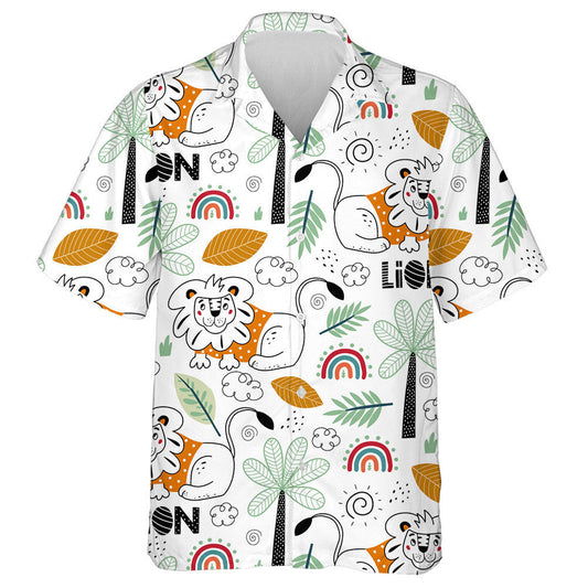 Funny Lion With Flora And Fauna Of Africa Hawaiian Shirt, Hawaiian Shirt Gift, Christmas Gift