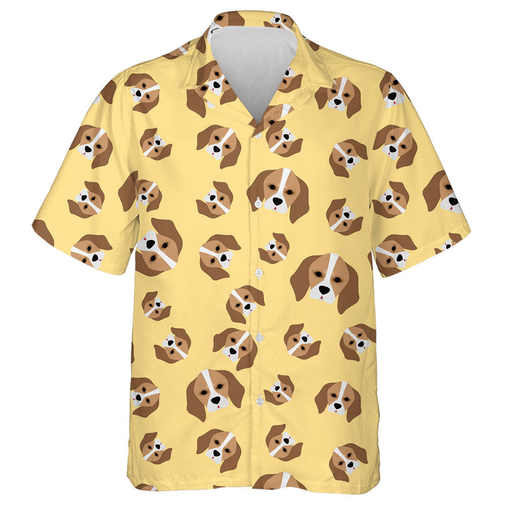 Face Of Beagle Dog On Yellow Background Hawaiian Shirt, Hawaiian Shirt Gift, Christmas Gift