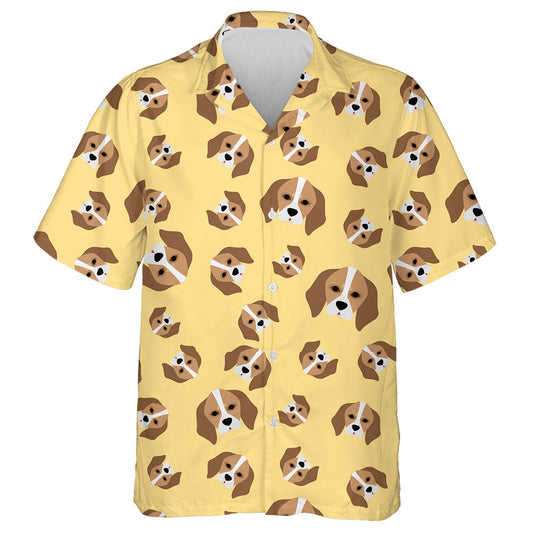 Face Of Beagle Dog On Yellow Background Hawaiian Shirt, Hawaiian Shirt Gift, Christmas Gift