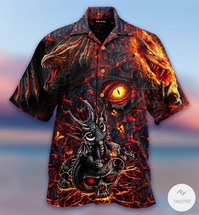 Dragon Skull Lava Hawaiian Shirt_Hawaiian Shirt Gift, Christmas Gift