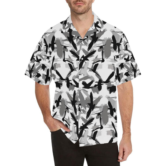 Crow Pattern Men's All Over Print Hawaiian Aloha Shirt, Hwaiian For Gift