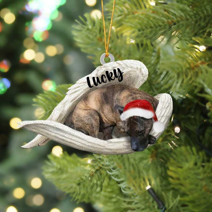 Personalized Brindle Staffy Sleeping Angel Christmas Flat Acrylic Dog Ornament Memorial Dog Gift,Christmas Gift,Christmas Decoration