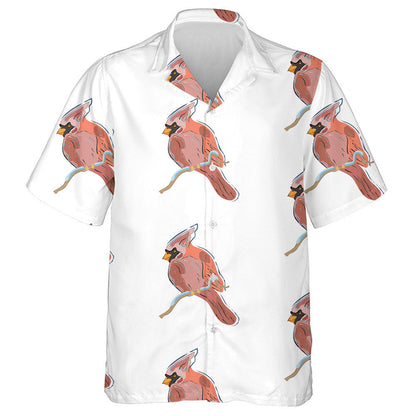 Funny Red Cardinal Bird On Light Background Hawaiian Shirt, Hawaiian Shirt Gift, Christmas Gift