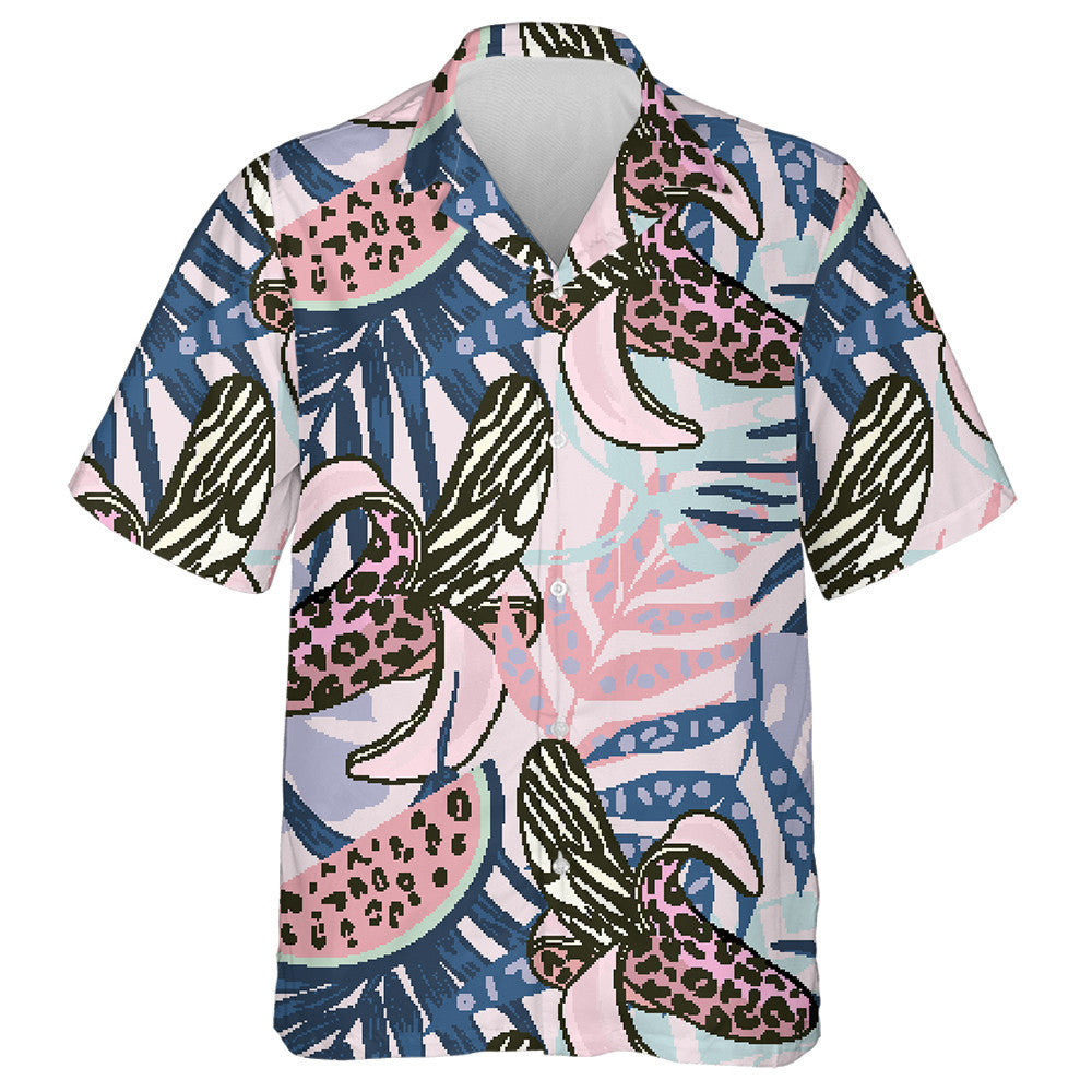 Wild Leopard Bananas And Tropical Plants Hawaiian Shirt, Hwaiian For Gift