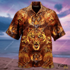 Fire Tiger Unisex Hawaiian Shirt_ Hawaiian Shirt Gift, Christmas Gift