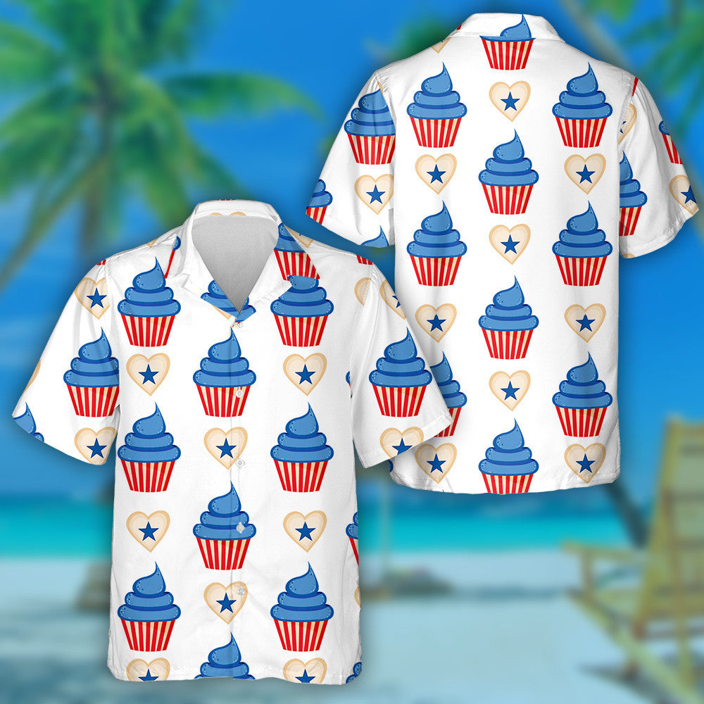 Patrún Cupcake And Herts with Stars 4 Iúil Léine Haváís, Bronntanas Léine Haváís, Bronntanas Nollag